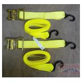 2 New 2'X16' Ratcheting tie Down Straps W/ S Hooks