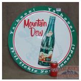 Cool Extra Large Embossed Tin Mt. Dew Sign.