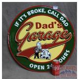 Cool Extra Large Embossed Tin Dad's Garage Sign.