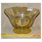 Vintage Yellow Glass Pedestal Serving Bowl.