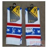 2 New Pairs Browning Red/White/Blue Socks, L.