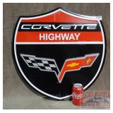 Cool Extra Large Embossed Tin Corvette Sign.