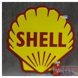 Cool Extra Large Embossed Tin Shell Sign.