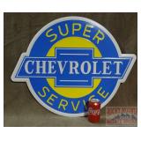 Cool Extra Large Embossed Tin Super Chevy Sign.