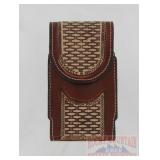 2-Tone Basket Weave Tooled Leather Phone Case