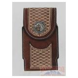 Western Style 2-Tone Tooled Leather Phone Case