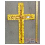 Hand Crafted Carved Wood 24" Cross.