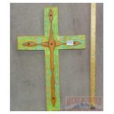 Hand Crafted Carved Wood 24" Cross.