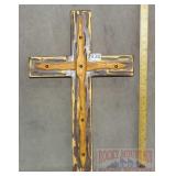 Hand Crafted Carved Wood 24" Cross.