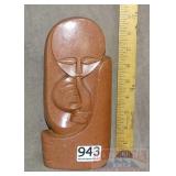 Carved Stone Artist Signed 8.5' Figural Sculpture.