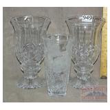 3 Lead Crystal Vases.