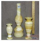 Alabastor Vases & Candlestick.