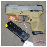 New Taurus Tan/SS G2C Slim 8-Shot 9mm SA Pistol.