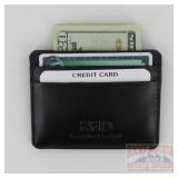 Black Leather Slim RFID Card Carrier.