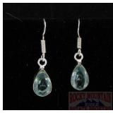 Beautiful Bright Blue Topaz Drop Earrings.