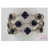 Modern Sterling & Amethyst 3 Strand Bracelet.