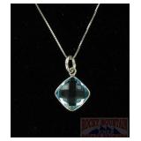 Sterling & Blue Topaz Pendant & Necklace.