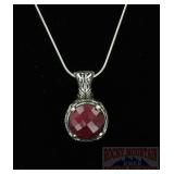 Natural Mine Cut Ruby & Sterling Pendant.