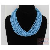 20' 16 Strand Beaded Turquoise Necklace.
