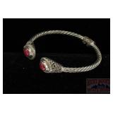 David Yurman Sterling & Coral Cuff Bracelet.