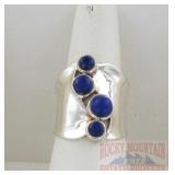 Modern Set Sterling & Blue Lapis Dress Ring.