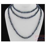 60" Extra Long Black Freshwater Pearl Necklace.