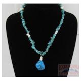 Natural Turquoise & Freshwater Pearl Necklace.