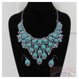 Western Style German Silver & Rhinestone Necklace.