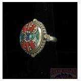 Vintage Style German Silver & Multi-Stone Ring.