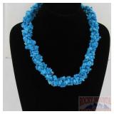 18" Bright Blue Twisted Strand Turquoise Necklace.