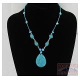 Chunky Turquoise & Bead Necklace & Pendant.