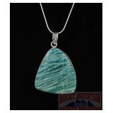 Large Amazonite & Sterling Pendant & Necklace.