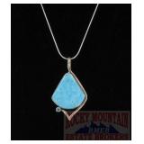 Modern Style Larimar & Topaz Pendant.