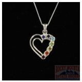 Sterling & Multi-Gemstone Heart Pendant.