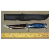 10" Straight Blade Knife W/ Blue Paca Wood Handles