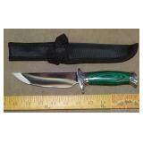 10" Straight Blade Knife - Green Paca Wood Handles