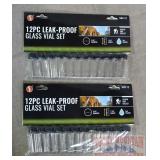 2 New 12 PC Leak-Proof Glass Vial Sets.