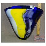 Beautiful Multi-Color Studio Art Glass Fan Vase.