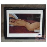 Framed Nude Print.