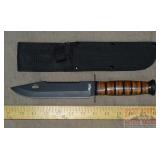 Ka-Bar Style Straight Blade Knife W/ Sheath.