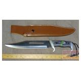 Massive 15' Bowie Style Knife W/ Leather Sheath.