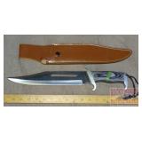 Massive 15" Bowie Style Knife W/ Leather Sheath.