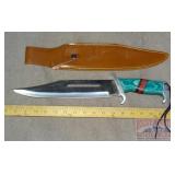 Massive 15' Bowie Style Knife W/ Leather Sheath.