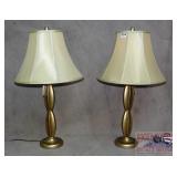 Pair of New Modern Style Table Lamps W/ Shades.