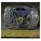 Western Style Longhorn Belt Buckle.