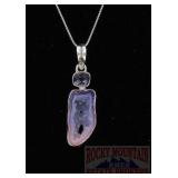 Modern Polished Geode & Amethyst Pendant.