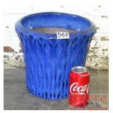 Cobalt Glazed Terracotta Planter.  12' high.