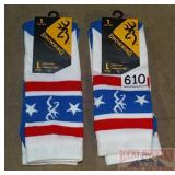 2 New Pairs Browning Red/White/Blue Socks, L.