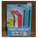 New HiDR8 10 PC Stainless/Silicone Straw Set.