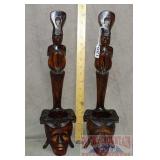 Neat Vintage Carved Wood Figural Candle Holder.